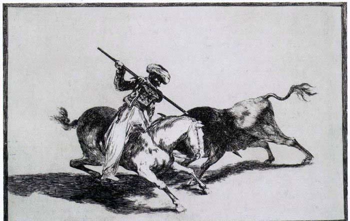 Francisco de goya y Lucientes  The Morisco Gazul is the First to Fight Bulls with a Lance oil painting image